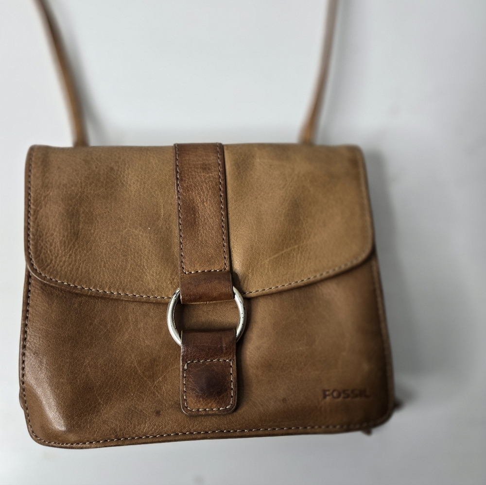 Fossil Brown Leather Crossbody Bag